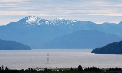 Mountains behind the Douglas Channel waters