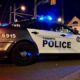 A Toronto Police Service cruiser is seen at night