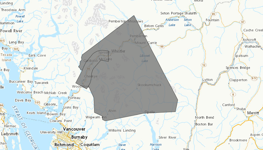 A special weather statement has been issued by Environment and Climate Change Canada for the Sea to Sky, as the "first significant snowfall of the season" is set to blanket the region on Saturday. (Courtesy Environment and Climate Change Canada)