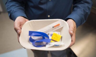 A injection kit is seen inside the Fraser Health supervised consumption site in Surrey, B.C. Tuesday, June 6, 2017. Doctors on Vancouver Island say they're establishing overdose prevention sites on the grounds of hospitals because the B.C. government hasn't lived up to its pledge to set aside space as promised. THE CANADIAN PRESS/Jonathan Hayward