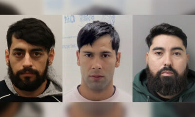 Photos of Chilean nationals Bryan Ulises Moya Rojas, Diego Nicolas Flores Sepulveda and Daniel Eliseo Gonzalez Ihrig who escaped from a Quebec immigration centre.