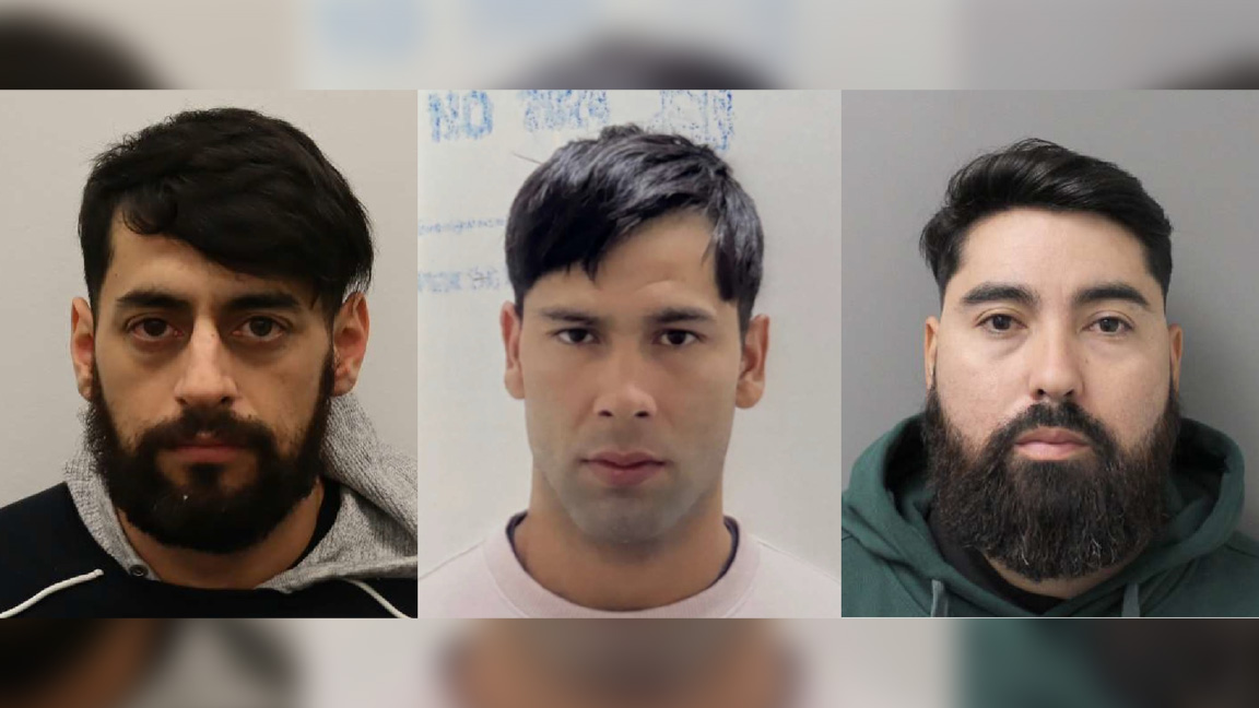 Photos of Chilean nationals Bryan Ulises Moya Rojas, Diego Nicolas Flores Sepulveda and Daniel Eliseo Gonzalez Ihrig who escaped from a Quebec immigration centre.