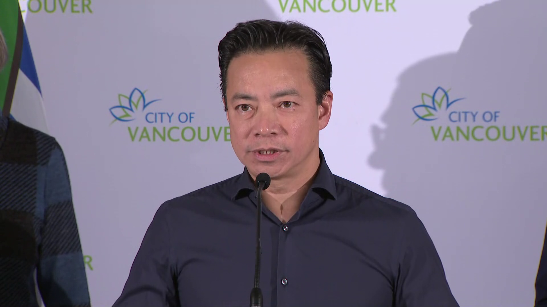 Vancouver Mayor Ken Sim speaks from City Hall in Vancouver on Thursday November 21, 2024.