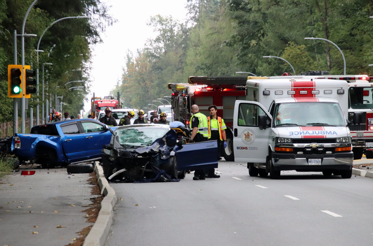 Emergency responders on scene of an incident in Surrey