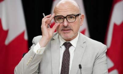 Former Employment, Workforce Development and Official Languages Minister Randy Boissonnault takes part in a press conference in Ottawa on Oct. 22, 2024