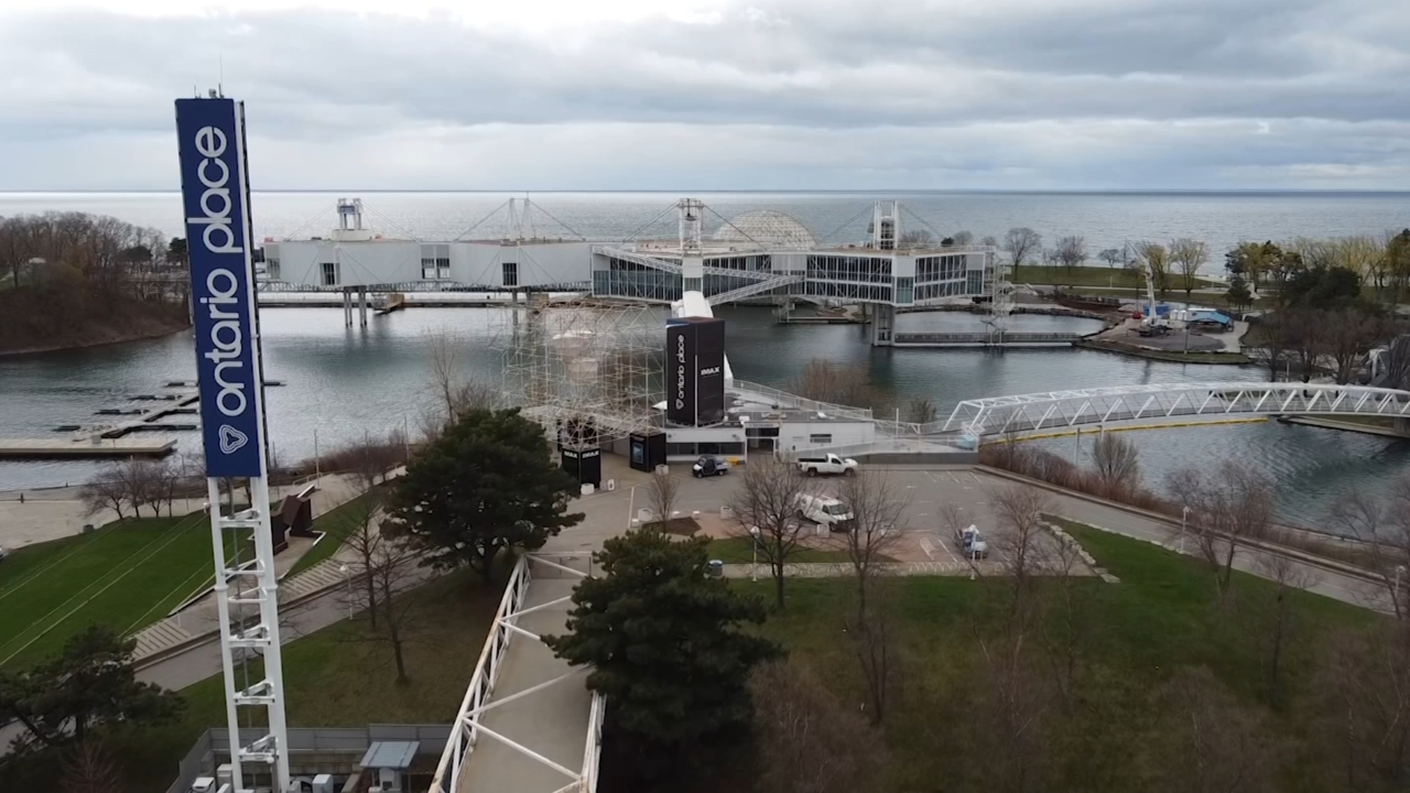 Aerial view of Ontario Place