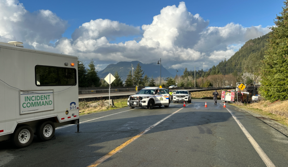 Crews conduct a search in Lions Bay Dec. 15, 2024, a day after a mudslide in the area that left some residents 'unaccounted for.'