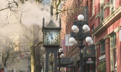 The Gastown Steam Clock issuing steam