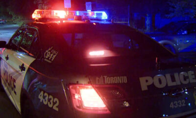 A Toronto Police Service cruiser is seen at night.