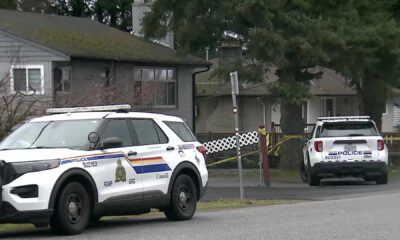 Members of the Surrey RCMP provincial support unit on scene of a fatal stabbing in Surrey