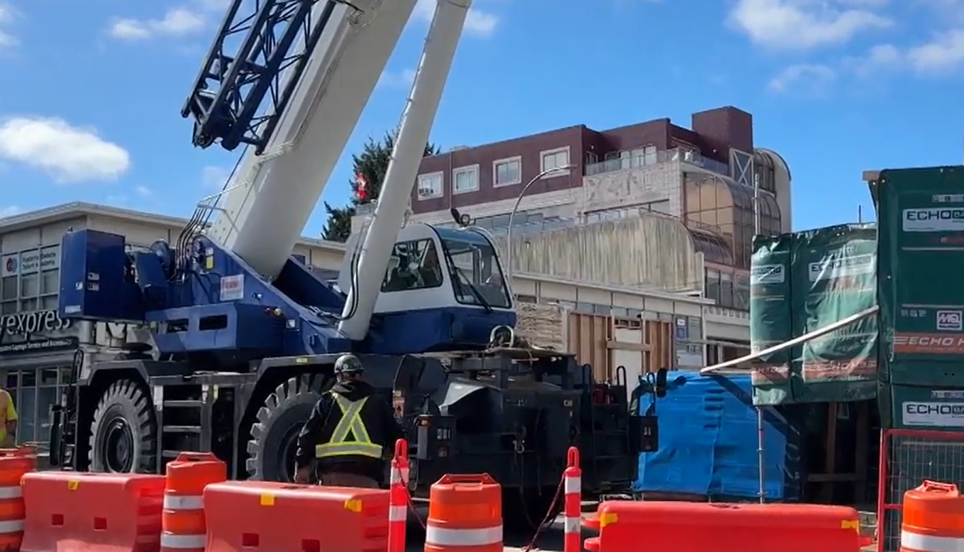 Construction is seen along the Broadway corridor in Vancouver in September 2025.