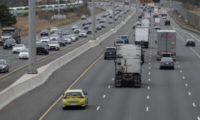Video still of a cargo van going the wrong way on Highway 401 in Whitby before a crash that killed four people.