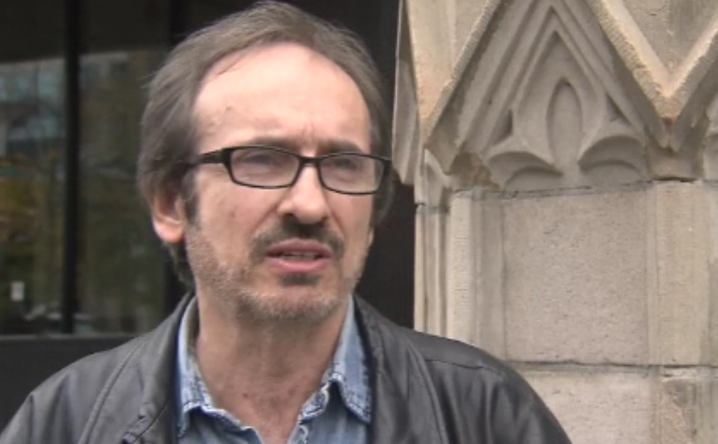 Four-year-old Leonardo's father, Clineu Machado, speaks outside his son's memorial at Holy Rosary Cathedral Oct. 4, 2025.
