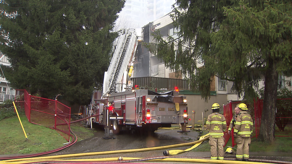 Crews respond to a structure fire in Coquitlam